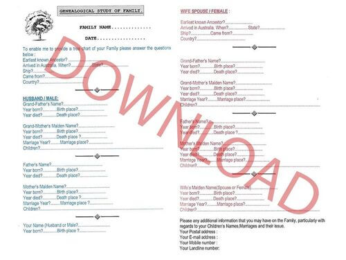 Genealogical info sheet - Creswick Historical Society