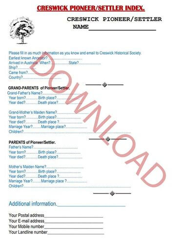 Pioneer Form - Creswick Historical Society